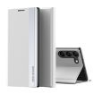 Samsung Galaxy S24+ 5G White Leather Phone Case with Electroplated Sides - 1