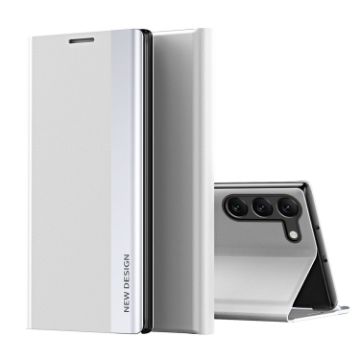 Samsung Galaxy S24+ 5G White Leather Phone Case with Electroplated Sides - 1