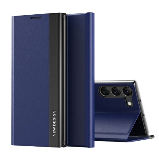 Samsung Galaxy S24+ 5G Leather Phone Case, Sapphire Blue, Electroplated - 1