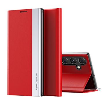 Samsung Galaxy S24 FE 5G Red Leather Phone Case with Electroplated Sides - 1