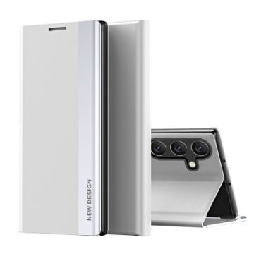 Samsung Galaxy S25 5G White Leather Phone Case with Electroplated Sides - 1