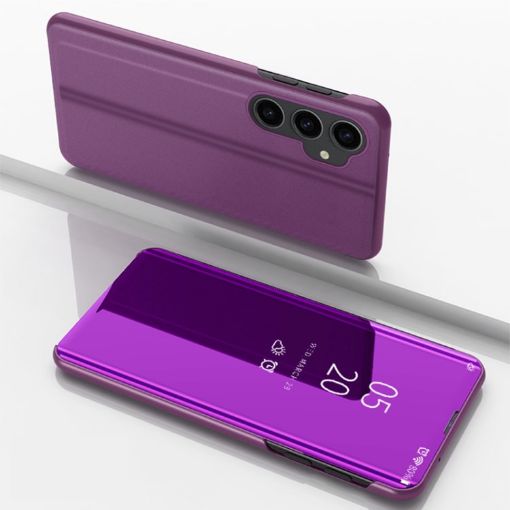Samsung Galaxy S23 FE 5G Purple Mirror Flip Leather Case with Holder - 1