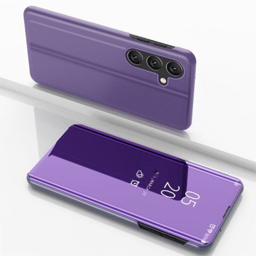 Samsung Galaxy A25 Mirror Flip Leather Case with Holder - Violet Blue - 1