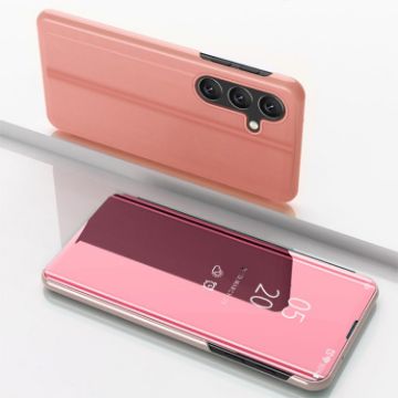 Samsung Galaxy S25+ 5G Rose Gold Mirror Flip Leather Case with Holder - 1