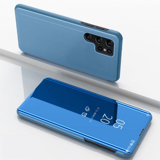 Samsung Galaxy S25 Ultra 5G Blue Mirror Flip Leather Case with Holder - 1
