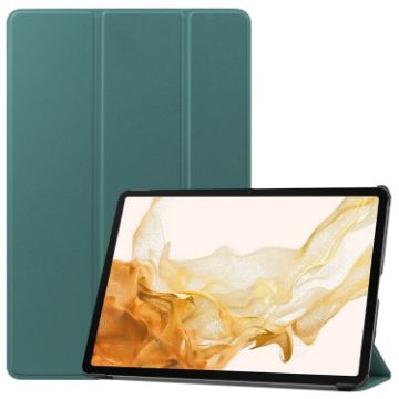 Samsung Galaxy Tab S9+ JUNSUNMAY Dark Green Leather Tablet Case - 1