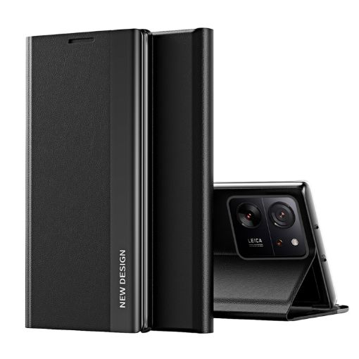 Xiaomi 13T Pro Black Leather Phone Case - Electroplated Adsorption - 1