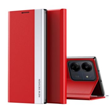 Xiaomi Redmi 13C Red Leather Phone Case with Electroplated Adsorption - 1