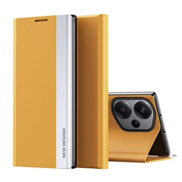 Xiaomi Redmi Note 13 Pro 4G Yellow Leather Phone Case - Electroplated - 1