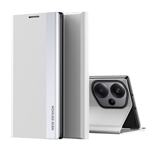 Xiaomi Redmi Note 13 Pro 4G Silver Leather Phone Case Electroplated - 1