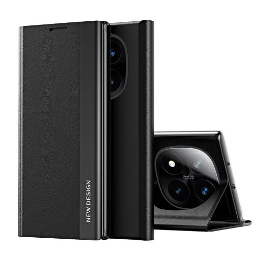 Xiaomi Redmi Note 14 Pro+ 5G Black Leather Phone Case Electroplated - 1