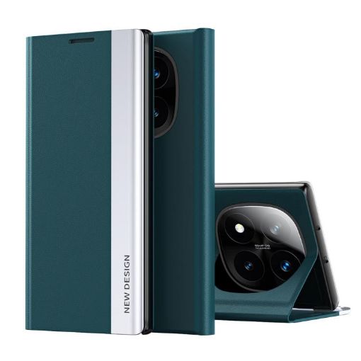 Xiaomi Redmi Note 14 Pro+ 5G Green Leather Phone Case Electroplated - 1