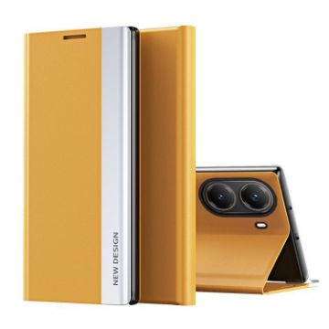 Xiaomi Poco X7 Pro Yellow Leather Phone Case with Electroplated Sides - 1