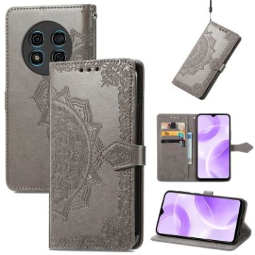 Ulefone Note 15 Gray Mandala Flower Embossed Leather Phone Case - 1