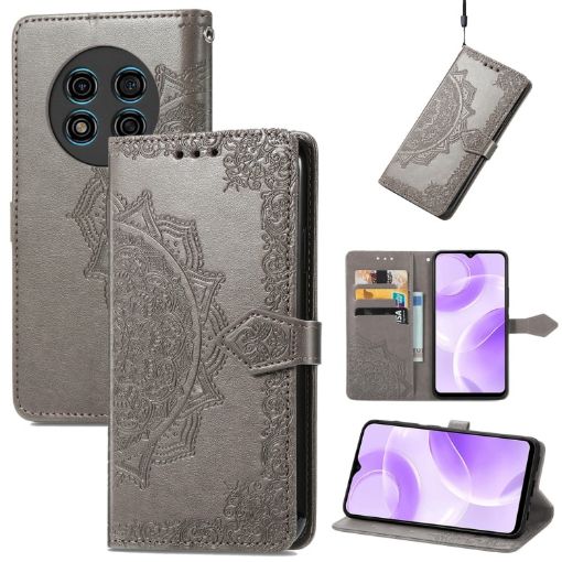 Ulefone Note 15 Gray Mandala Flower Embossed Leather Phone Case - 1