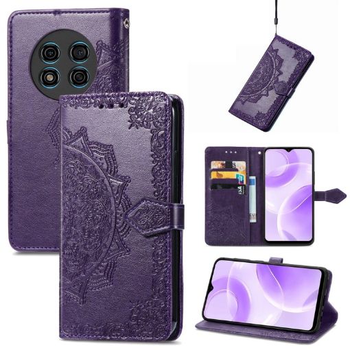 Ulefone Note 15 Purple Mandala Flower Embossed Leather Phone Case - 1