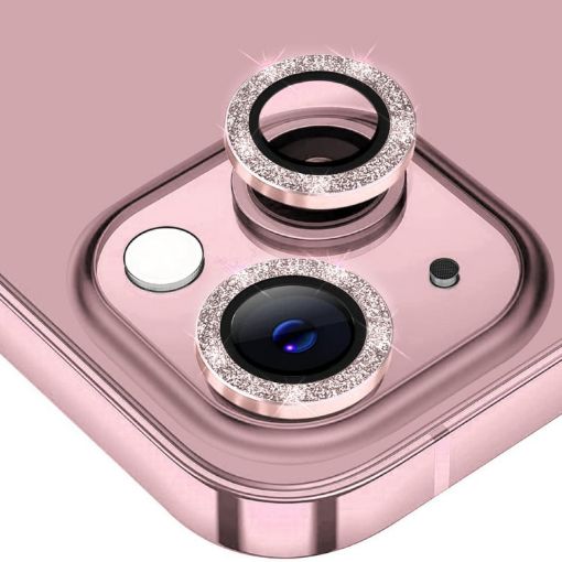 iPhone 15/15 Plus ENKAY Hat-Prince Pink Glitter Lens Glass Film - 1