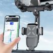 Universal Rearview Mirror Phone Holder - Retractable Car Mount (Green) - 2