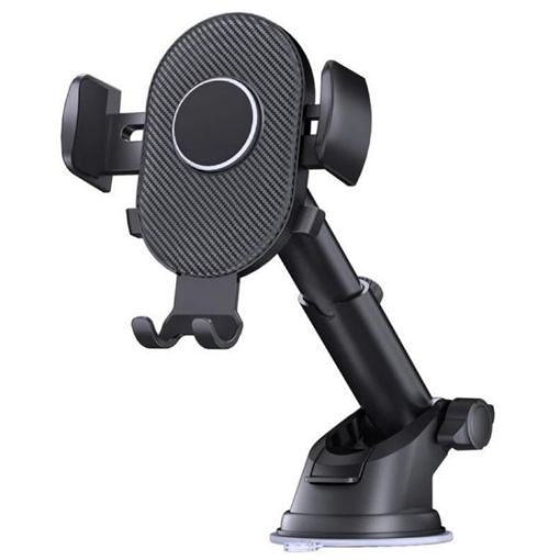 Carbon Fiber Car Phone Holder - Suction Cup Telescopic Arm for Windshield - 1