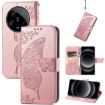 Xiaomi 14 Ultra Rose Gold Embossed Leather Phone Case - Butterfly Love - 1