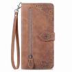 Xiaomi 14 Ultra Brown Embossed Flower Zipper Leather Phone Case - 2
