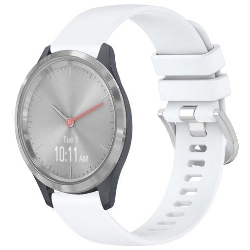 Garmin Vivomove 3S White Silicone Watch Band with Silver Buckle - 1