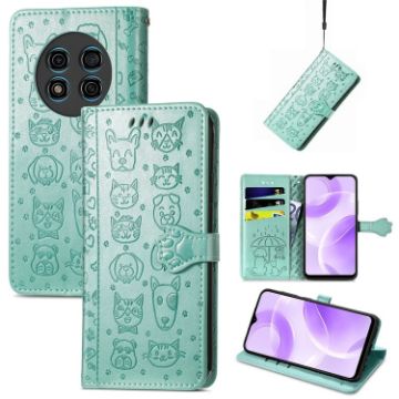 Ulefone Note 15 Green Cat & Dog Embossed Leather Phone Case - 1