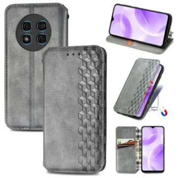 Ulefone Note 15 Grey Magnetic Leather Phone Case - Cubic Grid Design - 1