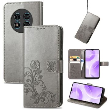 Ulefone Note 15 Grey Leather Phone Case with Four-leaf Clasp Embossed Buckle - 1