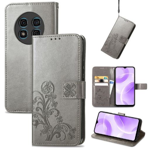 Ulefone Note 15 Grey Leather Phone Case with Four-leaf Clasp Embossed Buckle - 1