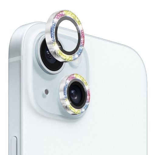 iPhone 15/15 Plus Camera Lens Protector Glitter Metal Ring Film - 1