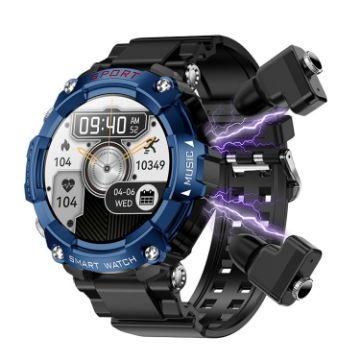 T96 Smart Watch with 1.52" AMOLED Screen & Bluetooth Earphones - Blue - 1