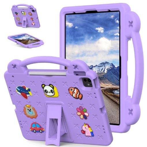 iPad Pro 13 2024 Light Purple EVA Shockproof Kids Case with Handle - 1