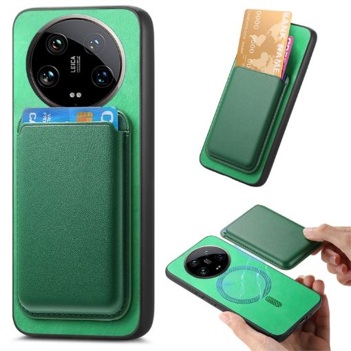 Xiaomi 14 Ultra Retro Magsafe Card Bag PU Phone Case - Green - 1