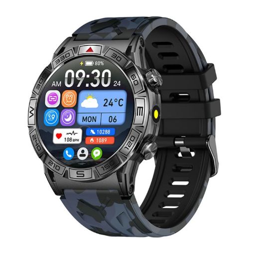 KC80 Smart Watch, 1.43" Color Screen, AI Voice, Bluetooth Call, Camouflage Black - 1