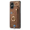 Redmi Turbo 4 Pro Retro Skin-feel Phone Case with Ring Card Bag Brown - 2