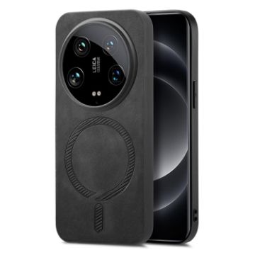 Xiaomi 14 Ultra Black Retro Magsafe PU Back Cover Phone Case - 1