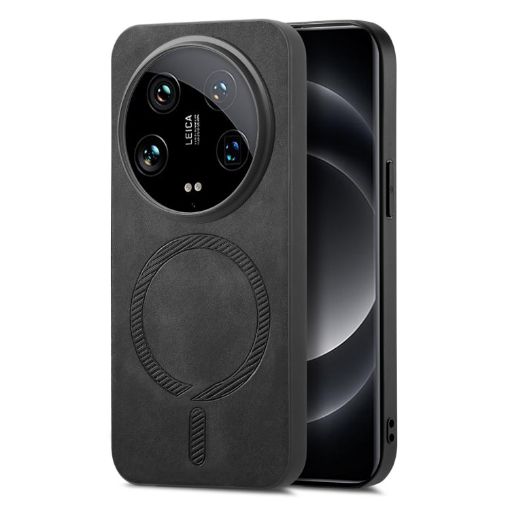 Xiaomi 14 Ultra Black Retro Magsafe PU Back Cover Phone Case - 1