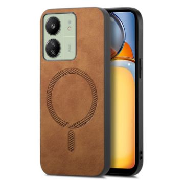 Xiaomi Redmi 13C Brown Retro Magsafe PU Back Cover Phone Case - 1