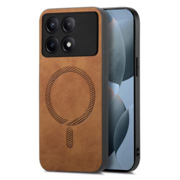 Xiaomi Redmi K70E/Poco X6 Pro 5G Brown Retro Magsafe PU Phone Case - 1
