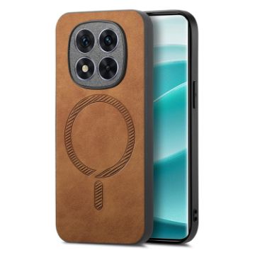 Xiaomi Redmi Note 14 5G Brown Retro Magsafe PU Back Cover Case - 1