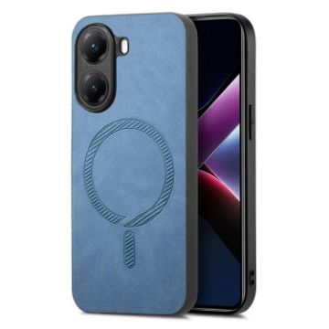 Redmi Turbo 4 Blue Retro Magsafe PU Back Cover Phone Case - 1
