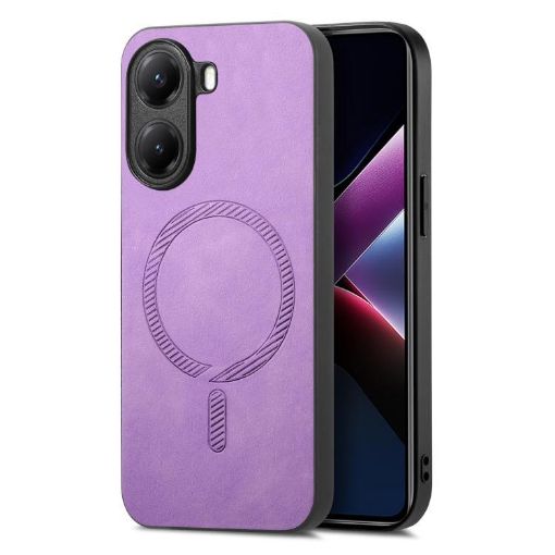 Redmi Turbo 4 Purple Retro Magsafe PU Back Cover Phone Case - 1