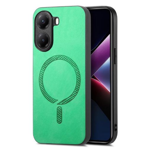 Redmi Turbo 4 Green Retro Magsafe PU Back Cover Phone Case - 1