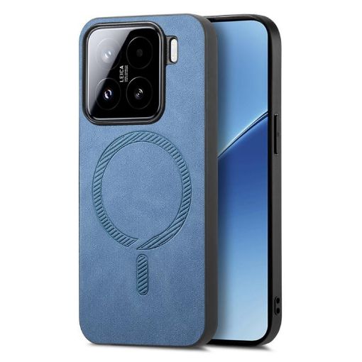 Xiaomi 15 Blue Retro Magsafe PU Back Cover Phone Case - 1