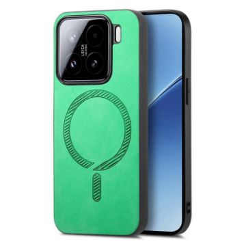 Xiaomi 15 Green Retro Magsafe PU Back Cover Phone Case - 1