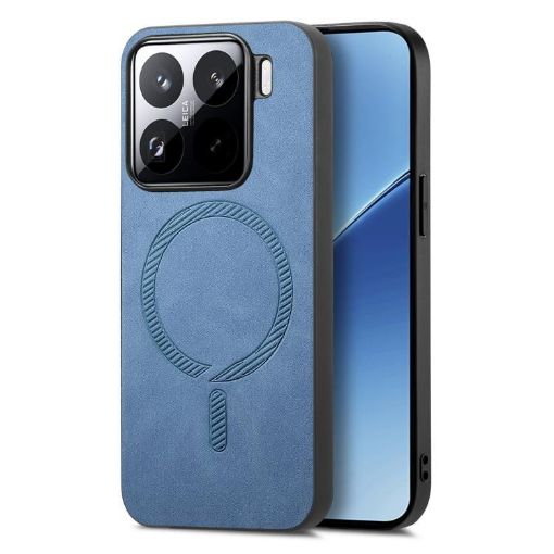 Xiaomi 15 Pro Blue Retro Magsafe PU Back Cover Phone Case - 1