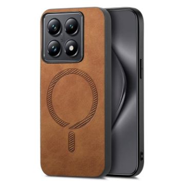 Xiaomi 14T Brown Retro Magsafe PU Back Cover Phone Case - 1