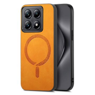 Xiaomi 14T Pro Yellow Retro Magsafe PU Back Cover Phone Case - 1