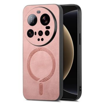 Xiaomi 15 Ultra Pink Retro Magsafe PU Back Cover Phone Case - 1